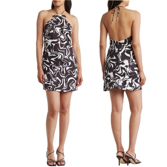 NWT Alexia Admor alter shift black and White abstract mini dress Size 6 - Picture 1 of 16